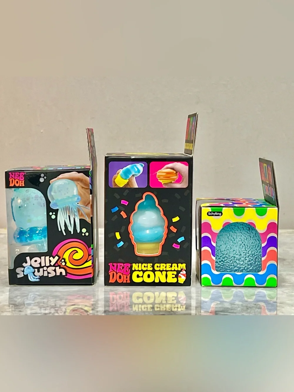 NeeDoh BLUE Bundle! Nice Cream Cone, Jelly Squish & Gumdrop SET OF 3